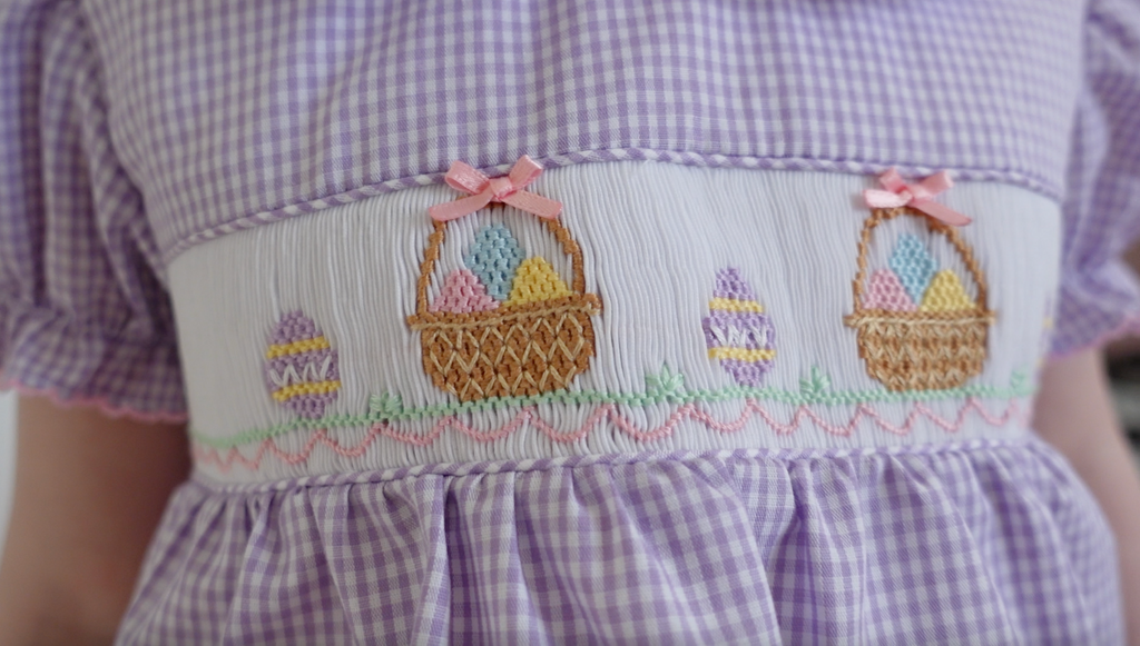 Easter Outfit Girls Smocked Bloomer Set: A Symphony of Lilac Gingham