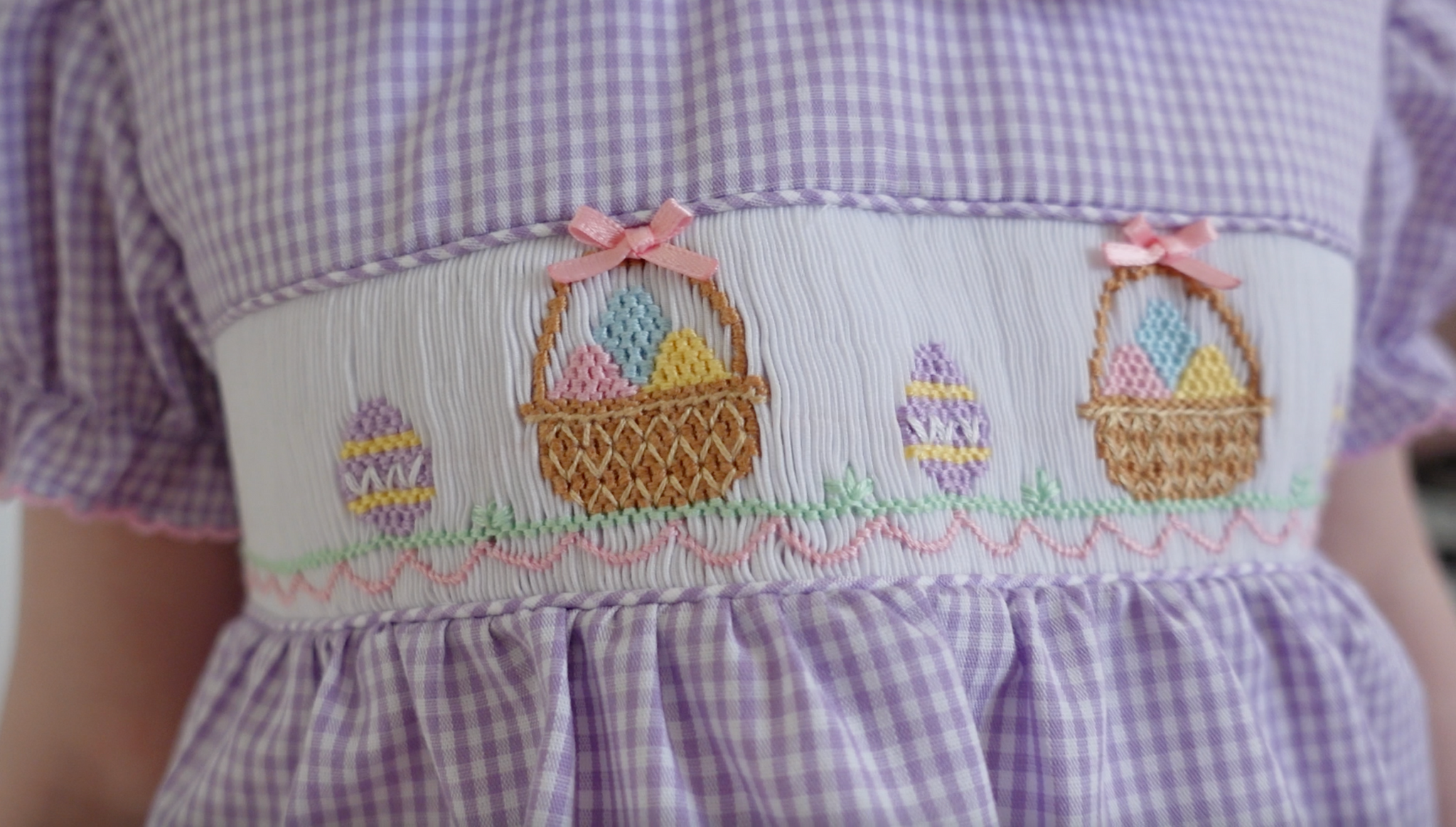 Easter Outfit Girls Smocked Bloomer Set Lilac Gingham Easter Egg Baske –  Kaylee Jane Lane Baby & Children's Boutique